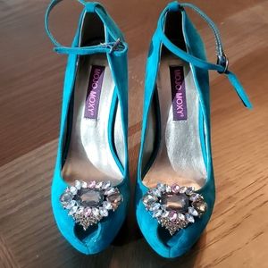 MOJO moxy jeweled toe heels